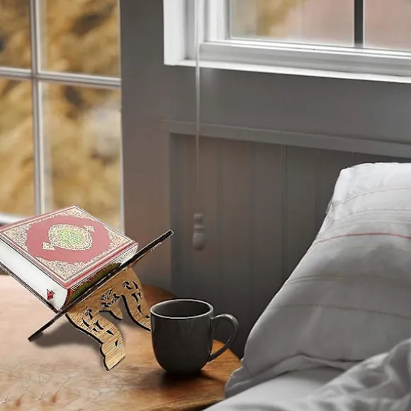 Bogstand lavet af træ, Koran hellig bog holder, bogreol ornamenter til læsning, Islam bog
