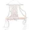 Boho Macrame Væghængt Hylde Håndlavet Vævet Kvaster Gobelin Rack Træ Flydende Opbevarings Hænger Fo