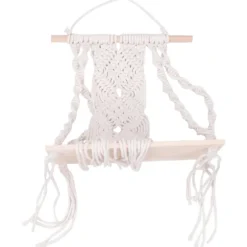 Boho Macrame Væghængt Hylde Håndlavet Vævet Kvaster Gobelin Rack Træ Flydende Opbevarings Hænger Fo