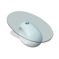Bord - Eksklusivt hjem - 8 mm hærdet glasplade - Hvidt glansfiber - Oval 115x65x40 cm Strålande vit