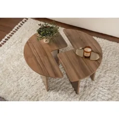Bord - MOIRA - Rund - Valnød - 90 x 90 x 41 cm Valnöt