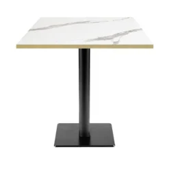 Bord 70 x 70 cm - MilanT model hvid marmor med messingkanter Vit