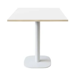 Bord 70 x 70 cm - model Rund hvidt ben hvid trækanter Vit
