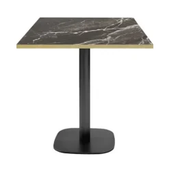 Bord 70 x 70 cm - Rund model royal marmor med messingkanter Svart