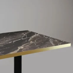 Bord 70 x 70 cm - Rund model royal marmor med messingkanter Svart