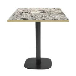 Bord 70 x 70 cm - Rund terrazzo cepp model med messingkanter Grå