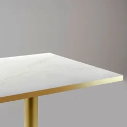 Bord 70 x 70 cm Rom bistro gennemskinnelig marmor Vit