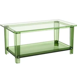 Bord Basse - DUOKU - 50 x 80 x 40 cm - Gennemsigtigt Akryl - Opbevaringsplads - Moderne Design transparent grön
