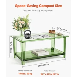 Bord Basse - DUOKU - 50 x 80 x 40 cm - Gennemsigtigt Akryl - Opbevaringsplads - Moderne Design transparent grön