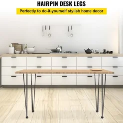 Bordben - DUOKU - 86,3 cm - Sæt af 4 - Kulstofstål - Kapacitet 220 lb - Sort