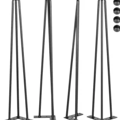 Bordben - VEVOR - 18" / 45,7 cm - Kulstofstål - Kapacitet 100 kg - Sæt med 4-FQ- Svart