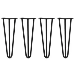 Bordben i Hårnål - SKISKI - 35,5 cm - Sort Metal - 3 Stænger - 12 mm Tykkelse