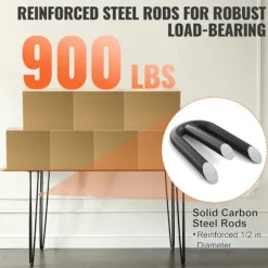 Bordben i Hårnålsdesign - DUOKU - 0,7 m - Pakke med 4 - Maksimal Belastning 408 kg - Sort Metal