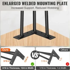 Bordben i Hårnålsdesign - DUOKU - 0,7 m - Pakke med 4 - Maksimal Belastning 408 kg - Sort Metal