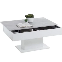 Bordbordsbord - Sofaende - melamin Grå Beton og Hvid L100 x H46,1 x D65 cm Grå och vit