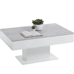 Bordbordsbord - Sofaende - melamin Grå Beton og Hvid L100 x H46,1 x D65 cm Grå och vit
