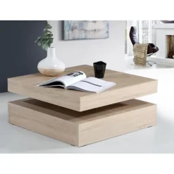 Bordlampe med roterende plade - Kvadratisk - Eg - 78 x 78 x 36 cm - KAFFE Ek