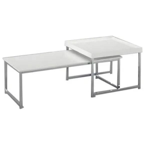 Bordplade - DKD Home Decor - Rektangulær - Stål - MDF Træ - Hvid/Sølv vit/silver