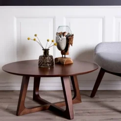 Bordplade i valnød 75 Ø x 36 cm brun