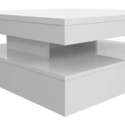 Bordplade med roterende plade - Hvid blank - 78 x 78 x 36 cm - KAFFEBORD Strålande vit