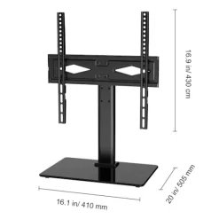 Bordplade TV-stander til 32-55 tommer skærme, drejelig universal TV-standerfod med 6 niveauer højdejusterbart design, kraftig hærdet glasbase til
