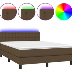 Boxmadras - Eksklusiv Hjem - 140x200 cm - Fjedermadras - Justerbar hovedgærde - Farvet LED