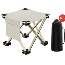 Bærbar foldbar campingstol, udendørs strandstol, foldbar fodskammel 23*28*28cm White 23*28*28cm