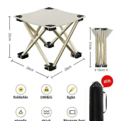 Bærbar foldbar campingstol, udendørs strandstol, foldbar fodskammel 23*28*28cm White 23*28*28cm