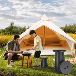 Bærbar teleskopskammel, opgraderet foldbar camping skammel Orange