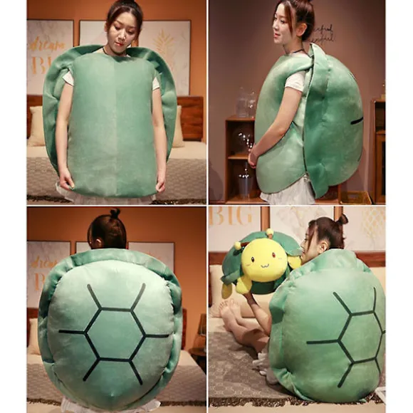 Bærbar Turtle Shell Pude Voksen-gigantisk Turtle Kostume Funny Dress Up Vægtet Turtle Plys, stor Turtle Body Pude green*80cm