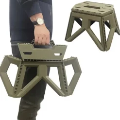 Bærbar udendørs foldestol til campingfiskestol army green 34*28*24cm