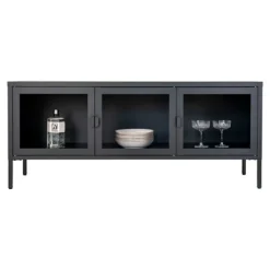 Brisbane Table TV, 3 glasdøre, sort. Svart