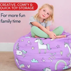 Børne Bean Bag til Opbevaring af Udstoppede Dyr med Bærehåndtag Robust - 32 tommer