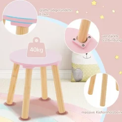 Børnevaske- og skrivebordssæt med aftageligt spejl, Pink