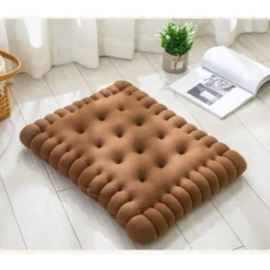 (Brun) 1 stk. Yndig Faux Biscuit Rektangulær Siddepude til Stol, Gulv, Bar, Spillerum Elfenben