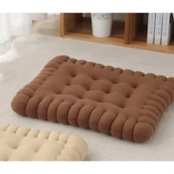 (Brun) 1 stk. Yndig Faux Biscuit Rektangulær Siddepude til Stol, Gulv, Bar, Spillerum Elfenben