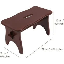 Brun massivt træ trin fodstøtte - Creative Deco - 38 x 19 x 21 cm - Usamlet Brun