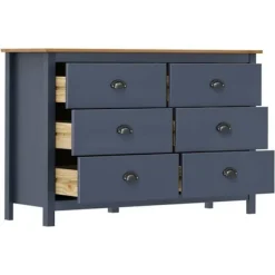 Buffet - Hill - 6 skuffer - massiv fyrretræ - 125 x 40 x 80 cm Grå