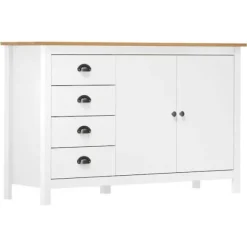 Buffet - Hill - Hvid - Massiv fyr - 130 x 40 x 80 cm Vit