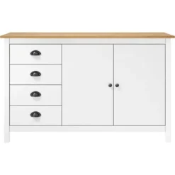 Buffet - Hill - Hvid - Massiv fyr - 130 x 40 x 80 cm Vit