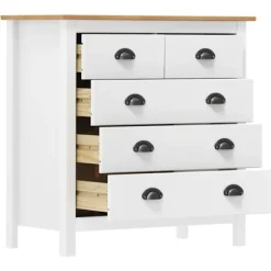 Buffet - Hill - Hvid - Massivt fyrretræ - 79 x 40 x 80 cm Vit