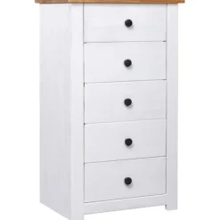 Buffet - Panama - 5 skuffer - Massivt fyrretræ - Hvid 46x40x89 cm Vit