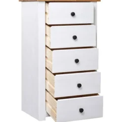Buffet - Panama - 5 skuffer - Massivt fyrretræ - Hvid 46x40x89 cm Vit
