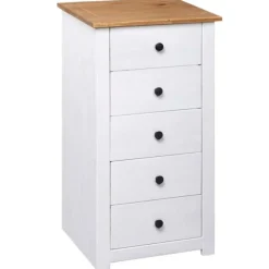 Buffet - Panama - 5 skuffer - Massivt fyrretræ - Hvid 46x40x89 cm Vit