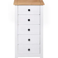 Buffet - Panama - 5 skuffer - Massivt fyrretræ - Hvid 46x40x89 cm Vit