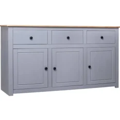 Buffet - Panama - Grå - Massivt træ - 135 x 40 x 80 cm Grå
