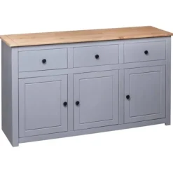 Buffet - Panama - Grå - Massivt træ - 135 x 40 x 80 cm Grå