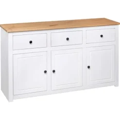 Buffet - Panama-serien - Massivt fyrretræ - Hvid - 135x40x80 cm Vit