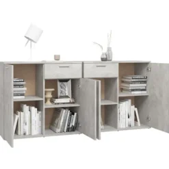 Buffet bas - Maison Exclusive - Grå beton - 160x36x75 cm - Ingeniørtræ Betonggrå