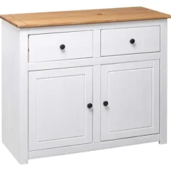 Buffet bas - Panama-serien - Hvid - Massivt fyrretræ - 2 døre 4 skuffer 93x40x80 cm Vit